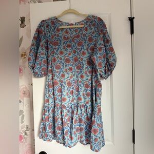 Evereve Blue and Orange Floral Dress